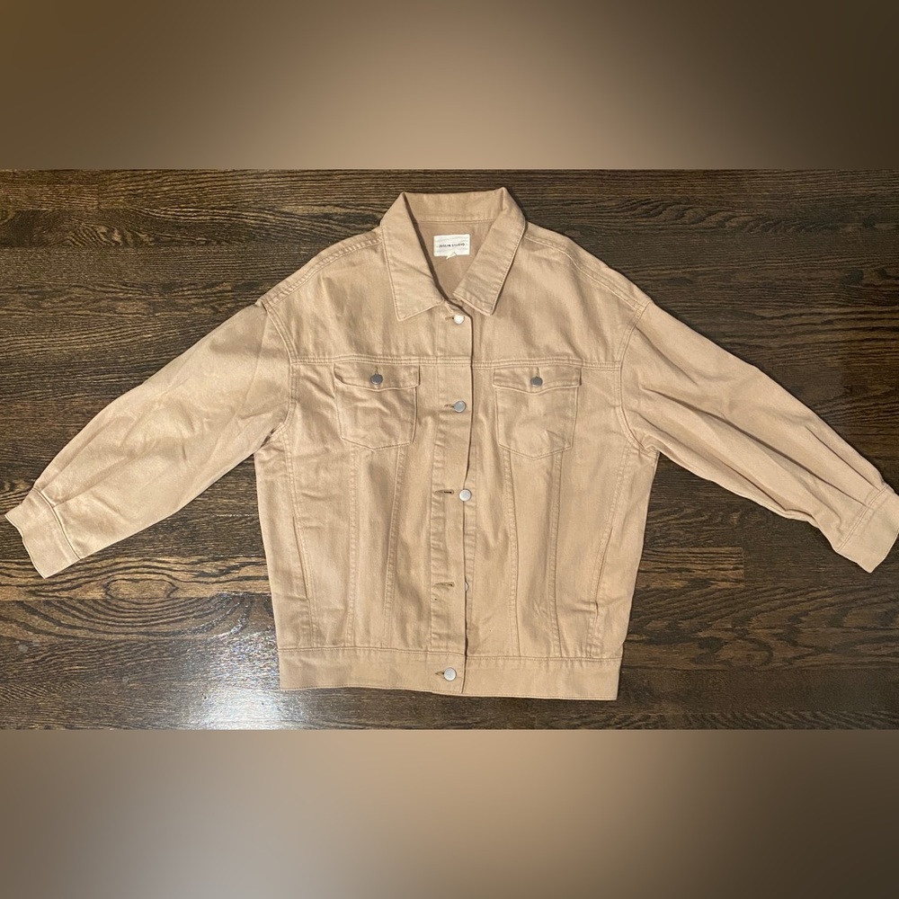 Oversized Beige Denim Jacket